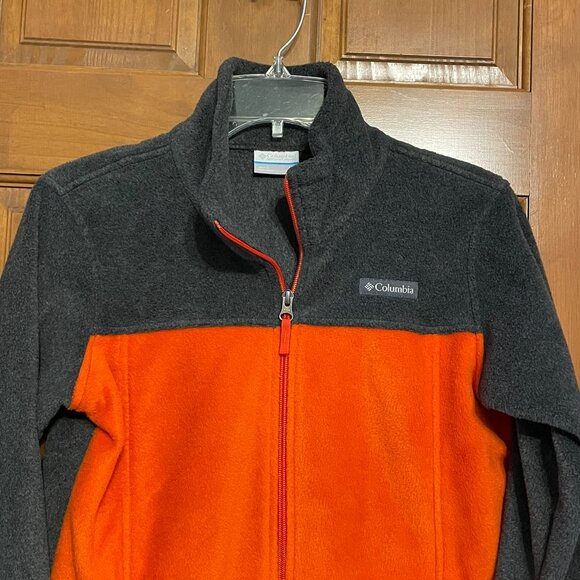 Boys L Columbia Fleece jacket EUC Orange and Gray (14/16) - Picture 6 of 6